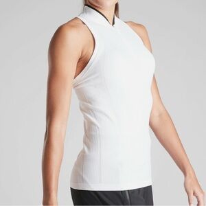 Athleta Momentum Polo Tank Top Bright White SIZE small Athleta White Fitted